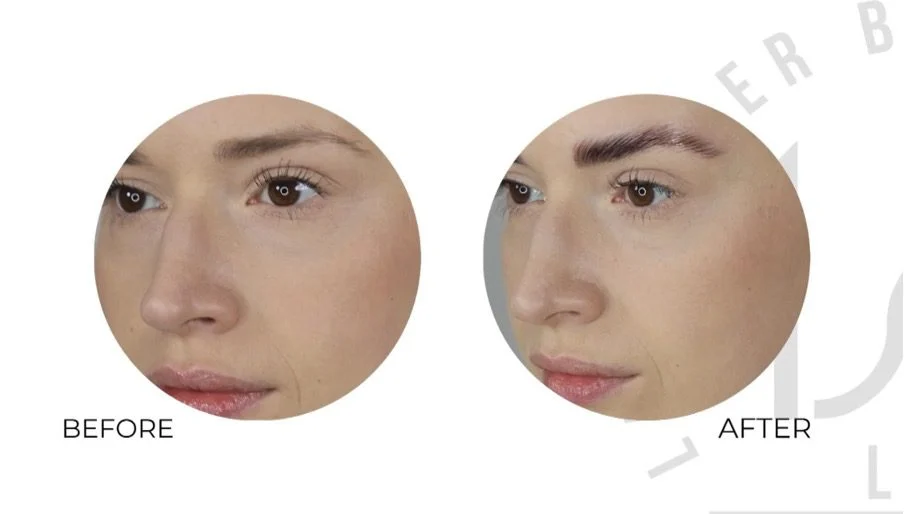 Before and after brow lamination