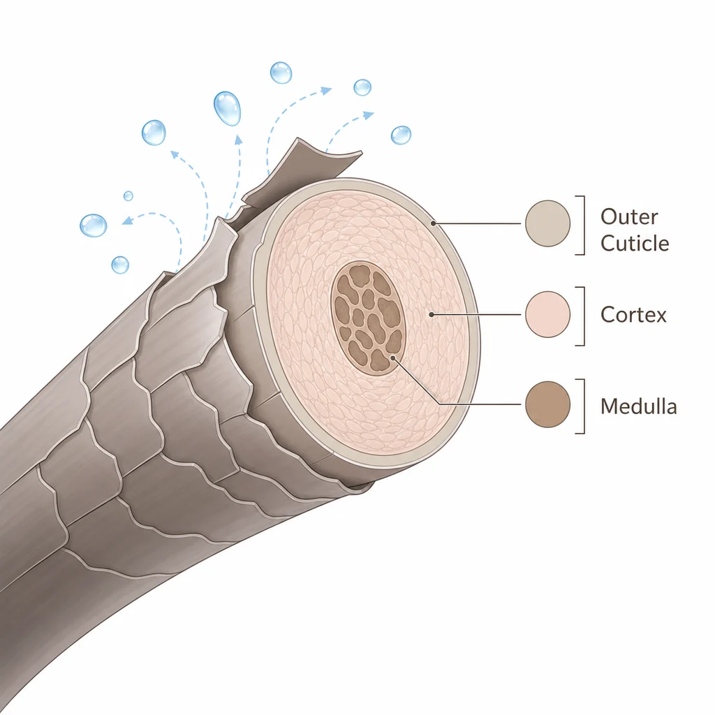 Eyelash hair shaft layers