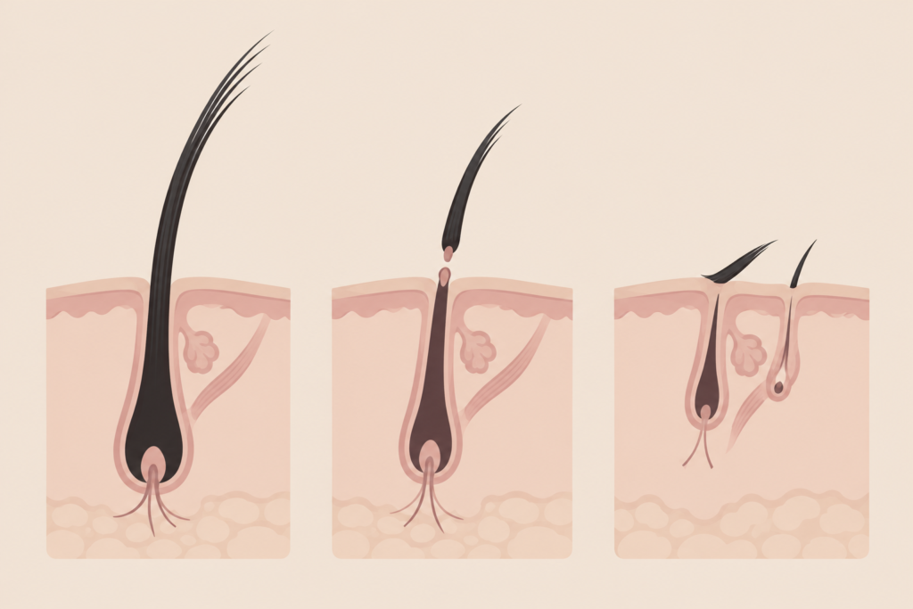 Illustration of lash follicle growth stages