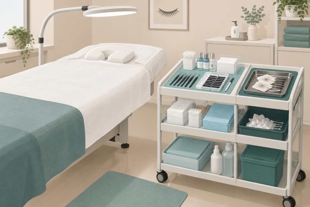 Sanitized lash treatment workspace