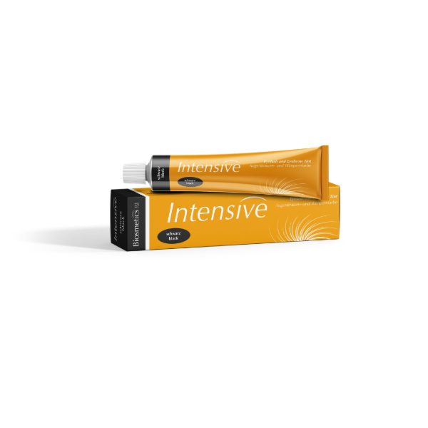 Biocosmetics eyelash tints are made in Germany. Black tint enhances the natural length of the eyelashes or eyebrows, yet gives a natural look.